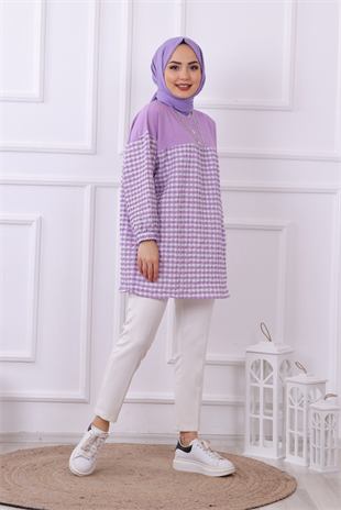 Altı Kareli Tunik Lila