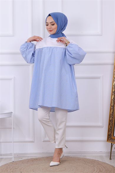 Altı Kareli Tunik Mavi