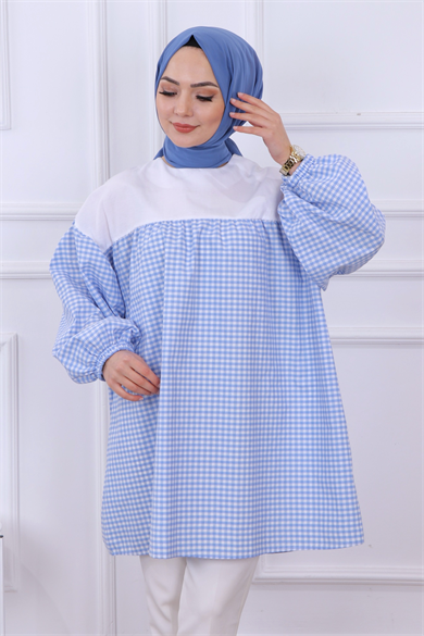 Altı Kareli Tunik Mavi