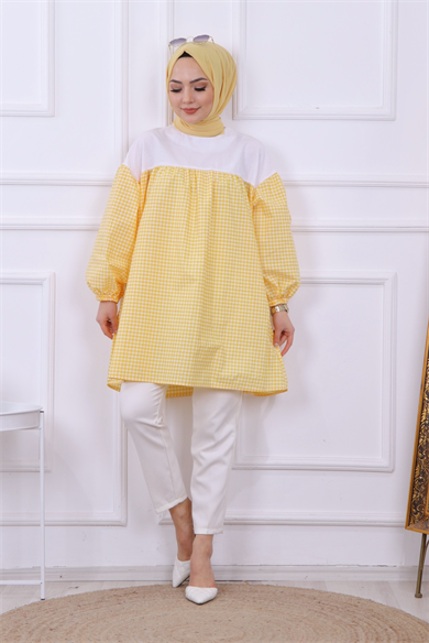 Altı Kareli Tunik Sarı