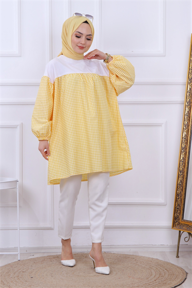 Altı Kareli Tunik Sarı