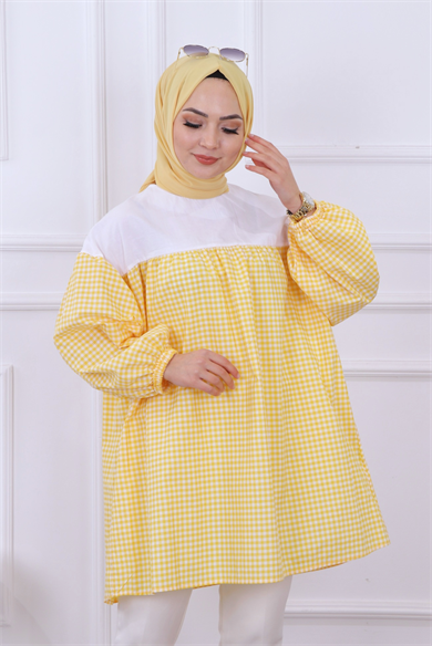 Altı Kareli Tunik Sarı