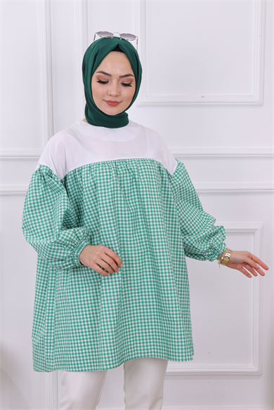 Altı Kareli Tunik Zümrüt Yeşili