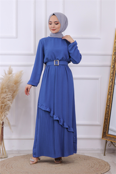 Altı Pliseli Elbise İndigo