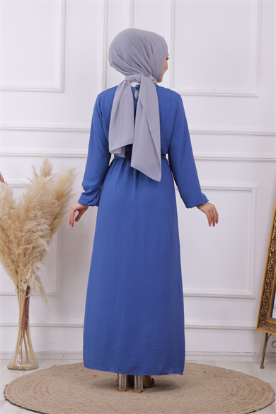 Altı Pliseli Elbise İndigo