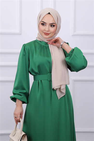 Altı Pliseli Elbise Yeşil