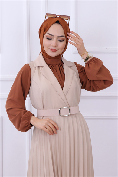 Altı Pliseli Jile Krem