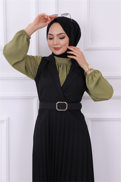 Altı Pliseli Jile Siyah