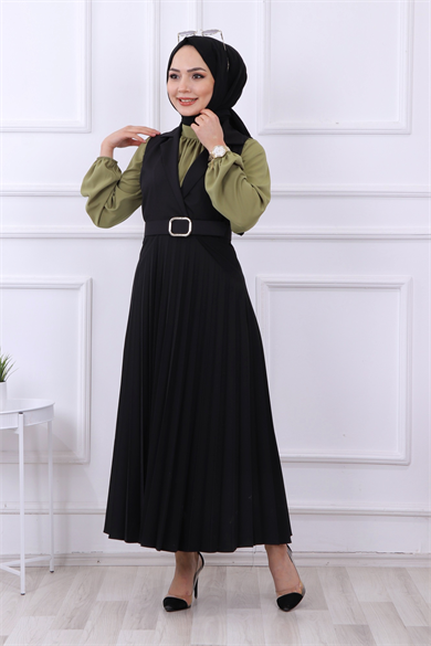 Altı Pliseli Jile Siyah