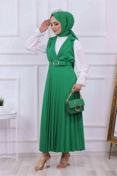 Altı Pliseli Jile Yeşil