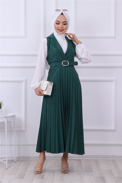 Altı Pliseli Jile Yeşil