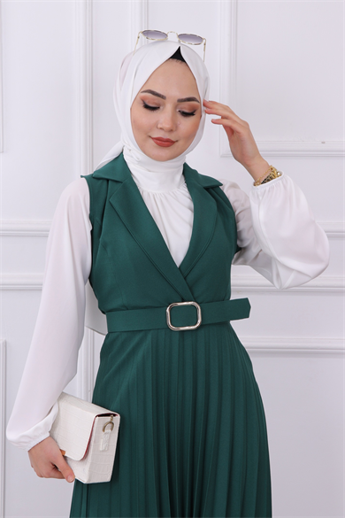 Altı Pliseli Jile Yeşil