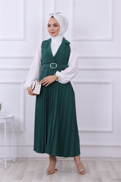 Altı Pliseli Jile Yeşil