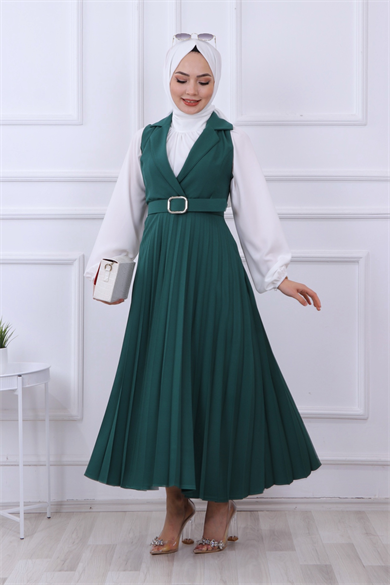 Altı Pliseli Jile Yeşil