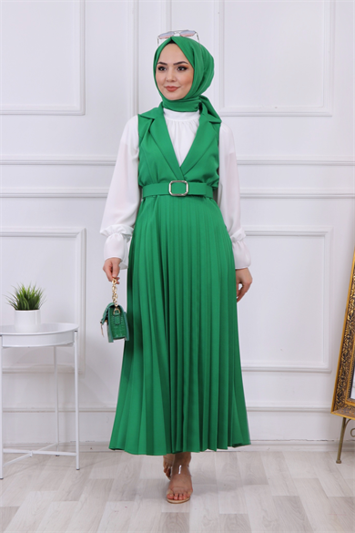 Altı Pliseli Jile Yeşil