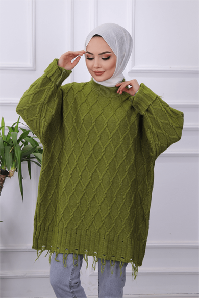 Altı Saçaklı Tunik Kına Yeşili