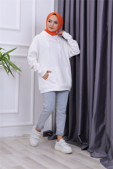 Arka Baskılı Sweat Turuncu