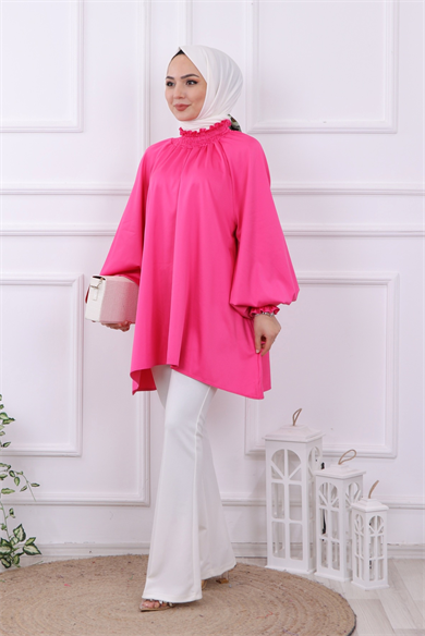 Asimetrik Kesim Saten Tunik