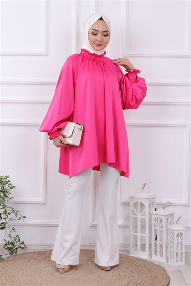 Asimetrik Kesim Saten Tunik