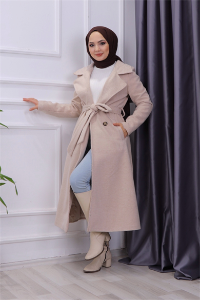 Astarlı Kaşe Kaban Krem