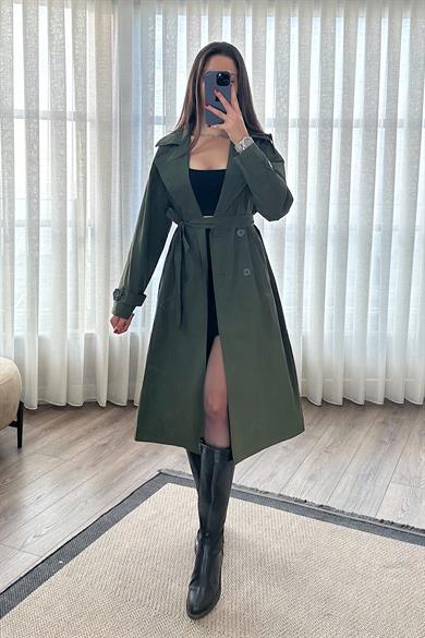 Astarlı Trenç Haki Yeşili