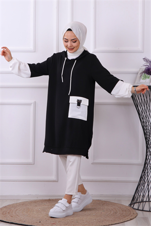 Ayrobin Cepli Tunik Siyah