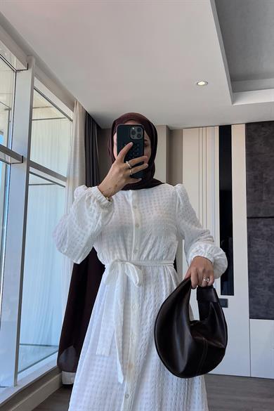 İçi Uzun Kol Seyyar Astarlı İkili Takım Elbise - Beyaz