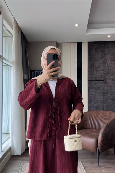 Kimonolu Takım Bordo
