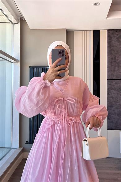 Vual Elbise Pembe