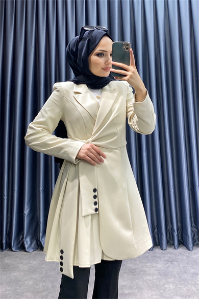 Bağlamalı Ceket Bej