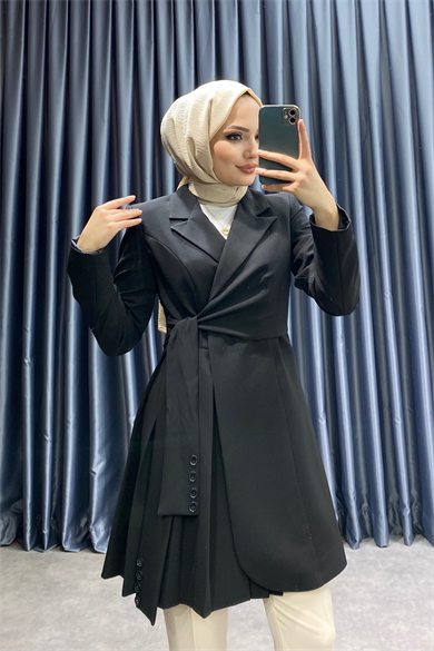 Bağlamalı Ceket Siyah