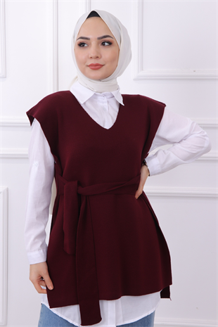 Bağlamalı Süveter Bordo