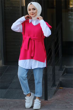 Bağlamalı Süveter Pembe