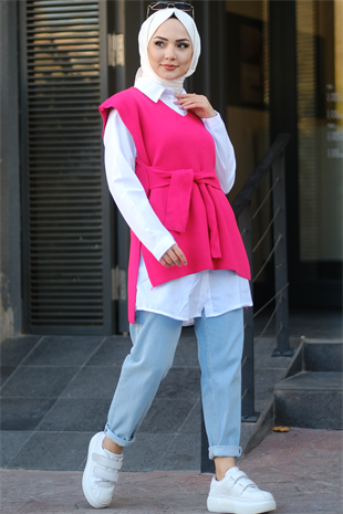Bağlamalı Süveter Pembe