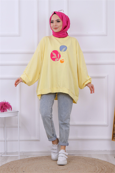 Balon Kol Oversize Sweat Sarı
