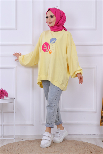 Balon Kol Oversize Sweat Sarı