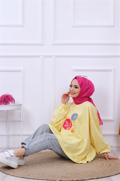 Balon Kol Oversize Sweat Sarı