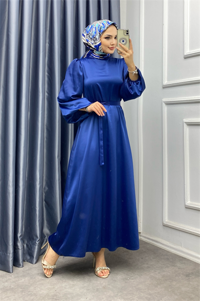 Balon Kol Saten Elbise 