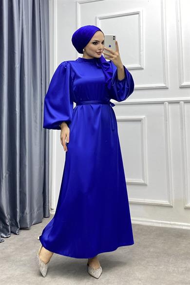 Balon Kol Saten Elbise Parlament 