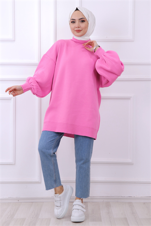 Balon Kol Tunik Pembe