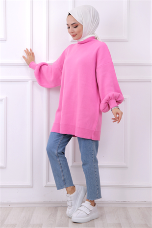 Balon Kol Tunik Pembe