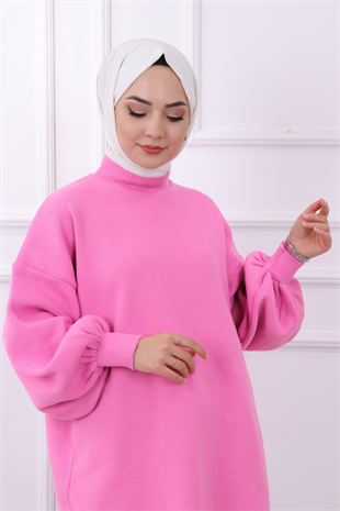 Balon Kol Tunik Pembe