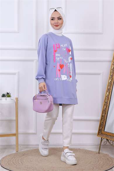 Baskı Ve Taş İşlemeli Sweat 