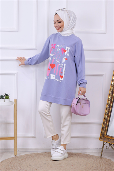 Baskı Ve Taş İşlemeli Sweat 