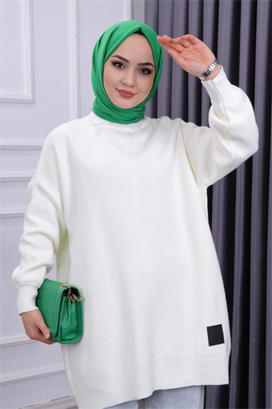 Basıc Triko Tunik Beyaz