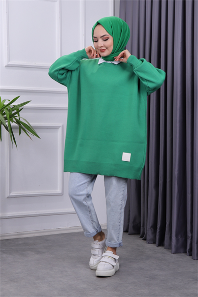 Basıc Triko Tunik Yeşil