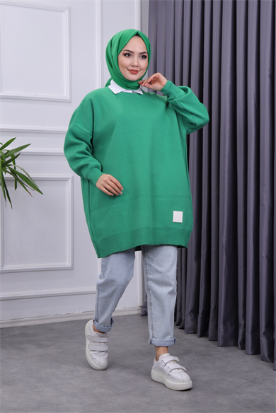 Basıc Triko Tunik Yeşil