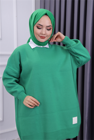 Basıc Triko Tunik Yeşil