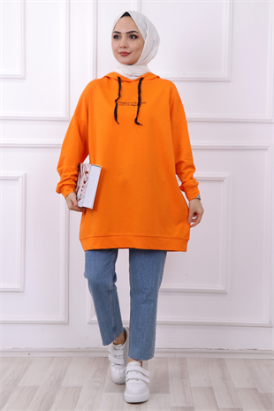 Baskılı Sweat Turuncu