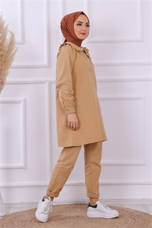 Bebe Yaka Detaylı Takım Camel